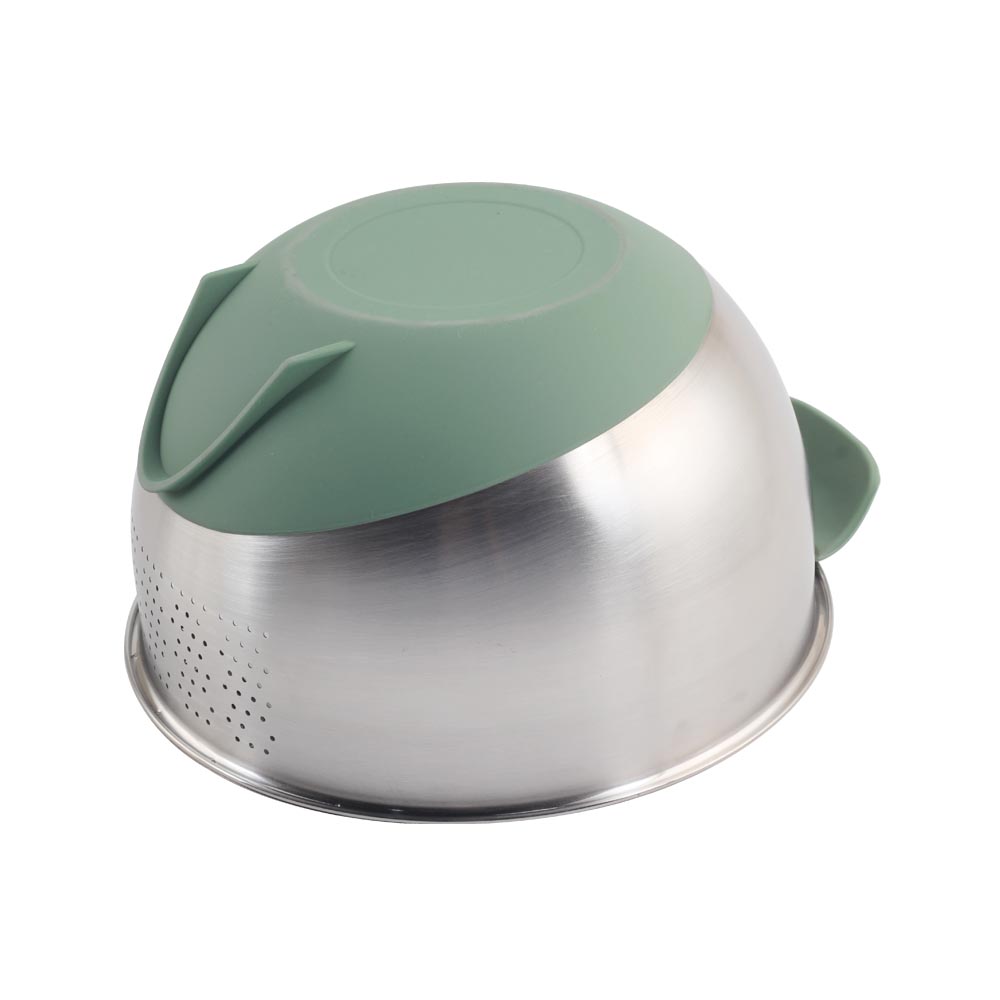 Stainless Steel Rice Washing Bowl With Silicone Base And Handle — 2