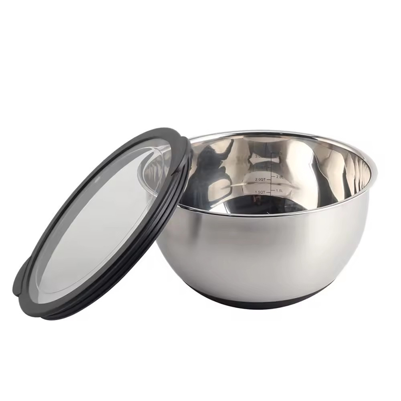 5size Stainless Steel Mixing Bowls With Transparent Lids Set — 2