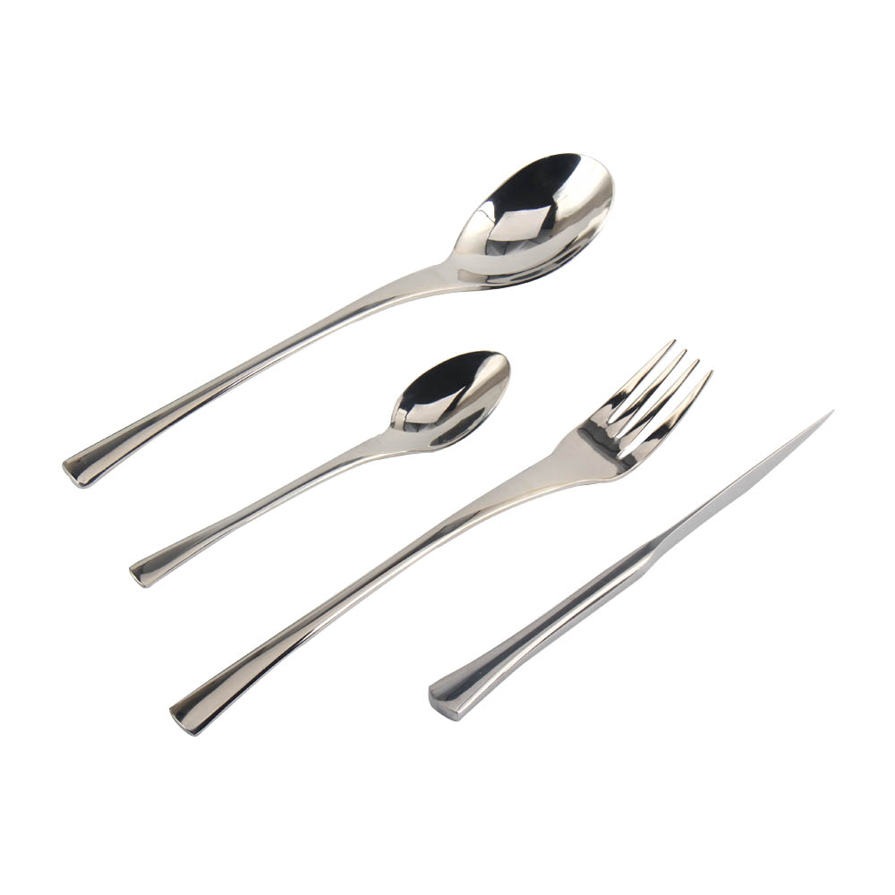 Dinner Forks/Spoons/Knives, Square Edge & Mirror Polished, Dishwasher Safe — 4