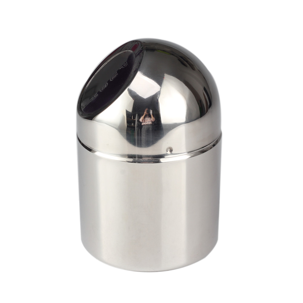 Stainless Steel Garbage Bin With Swing Lid, Small Countertop Trash Can for Home, Office, Kitchen — 2