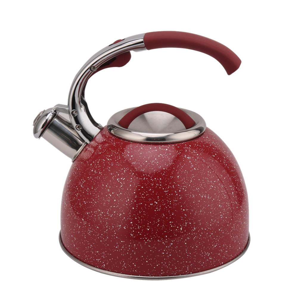 3 Litre Capacity Stainless Steel Whistling Tea Kettle-Red — product information