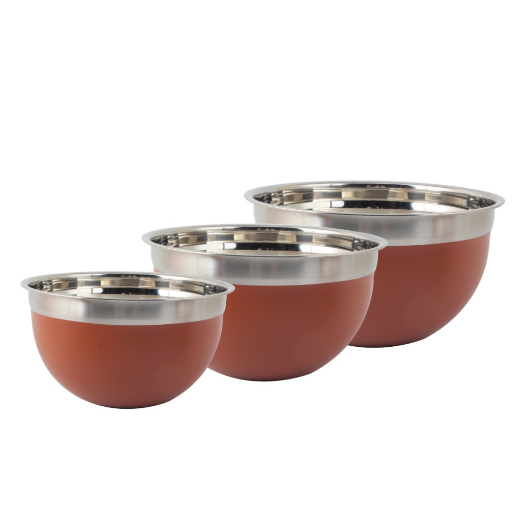 3size Brown Color Body Stainless Steel Mixing Bowl Set — 5