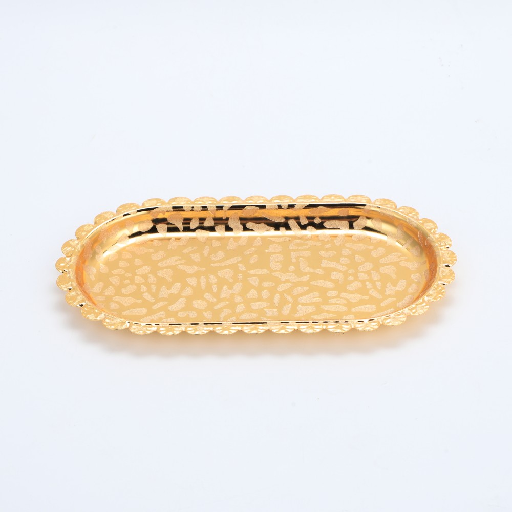 Small Lace Pattern Oval Iron Tray — 3