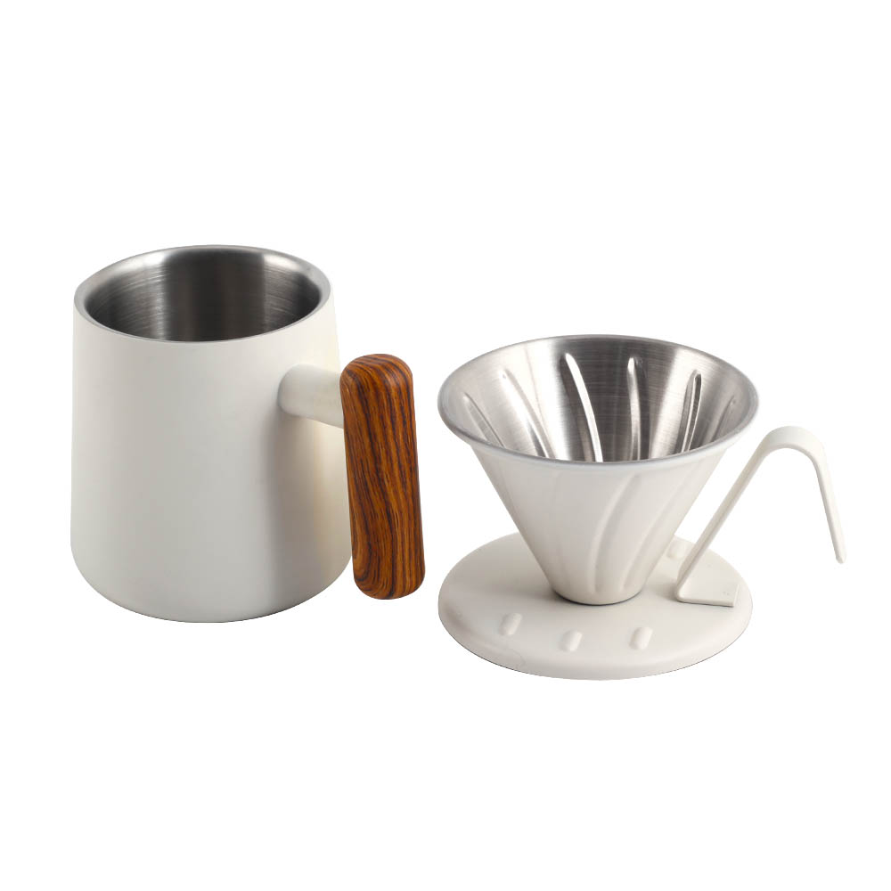 Insulated Stainless Steel Reusable Cone Coffee Filter Set, Accessories for Home Cafe — 6