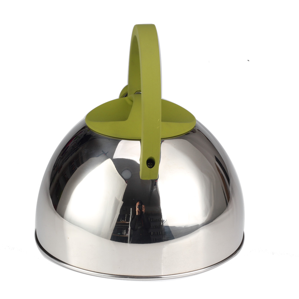 Classic Stainless Steel Whistling Tea Kettle With Green Handle — 4