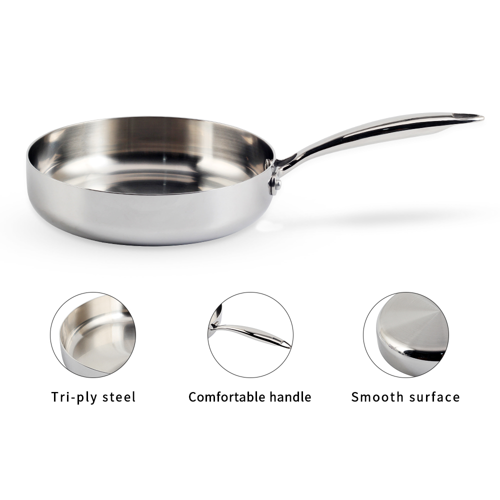 12 Inch Tri-Ply Stainless Steel Frying Pan With Lid — product information