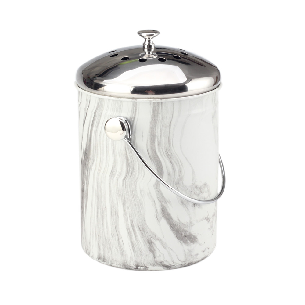 1.0/1.5 Gallon Stainless Steel Compost Bin With Lid, Odorless Composting Bin With Carbon Filters — product information
