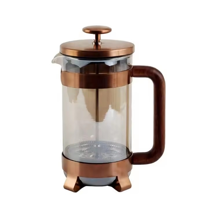 Wood Handle Glass Coffee French Press — product information