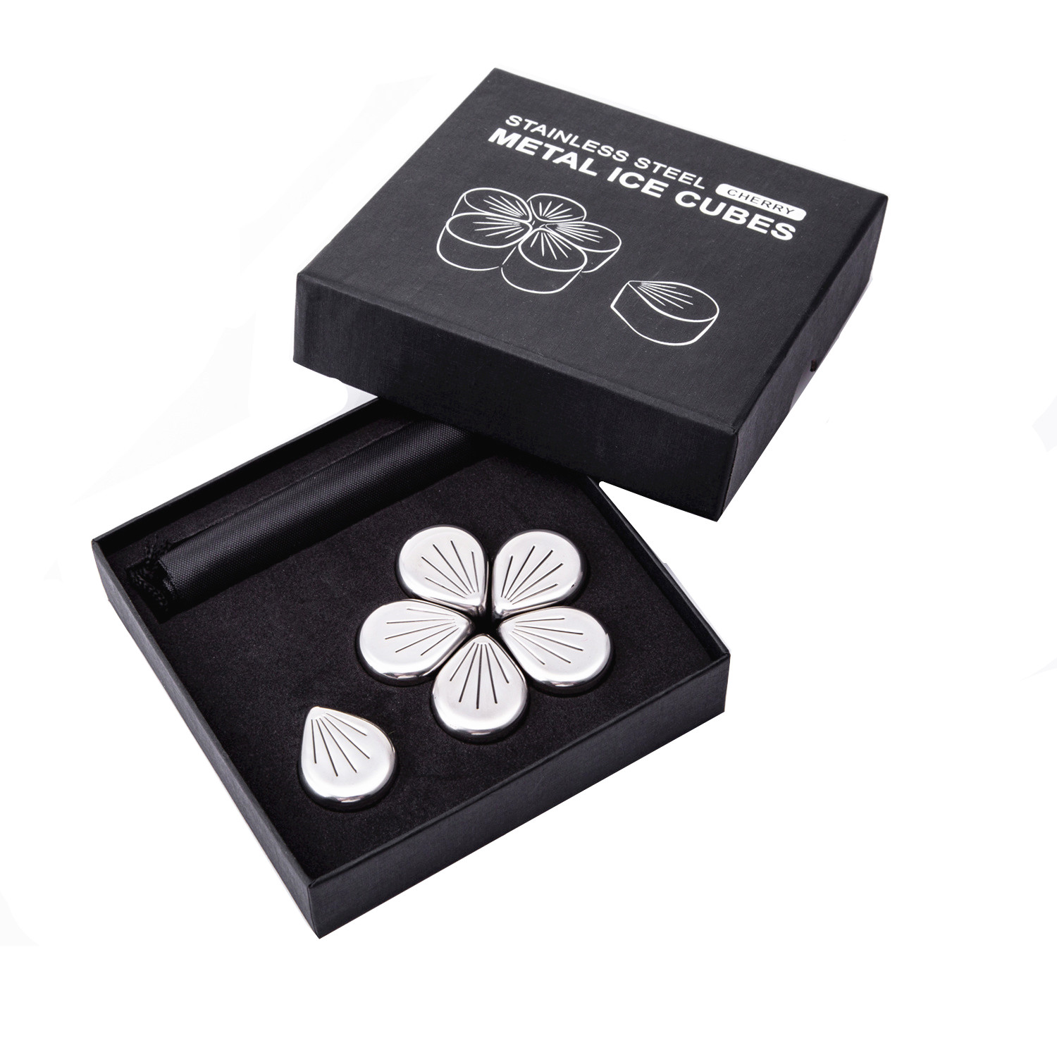 Stainless Steel Petal Ice Cube Whiskey Stone, Gifts for Men, Whiskey Stones Set