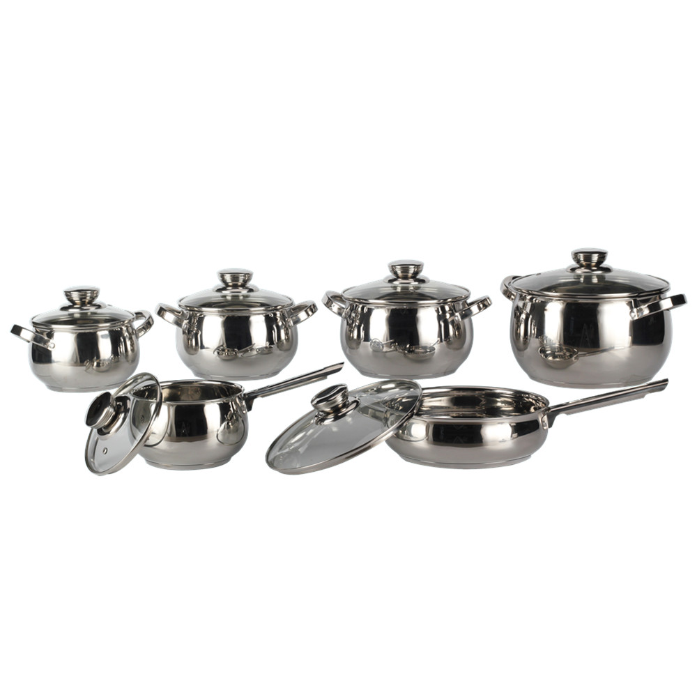 12pcs Stainless Steel Cookware Set With Glass Lid — 5