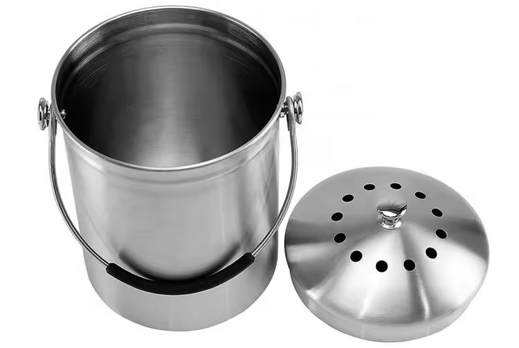 Indoor 1.0 Gallon Stainless Steel Compost Pail — 2