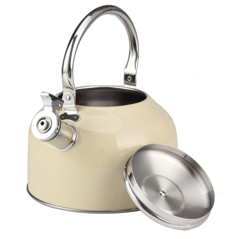 Stainless Steel Whistling Tea Kettle for Kitchen Camping Picnic Beige — 6