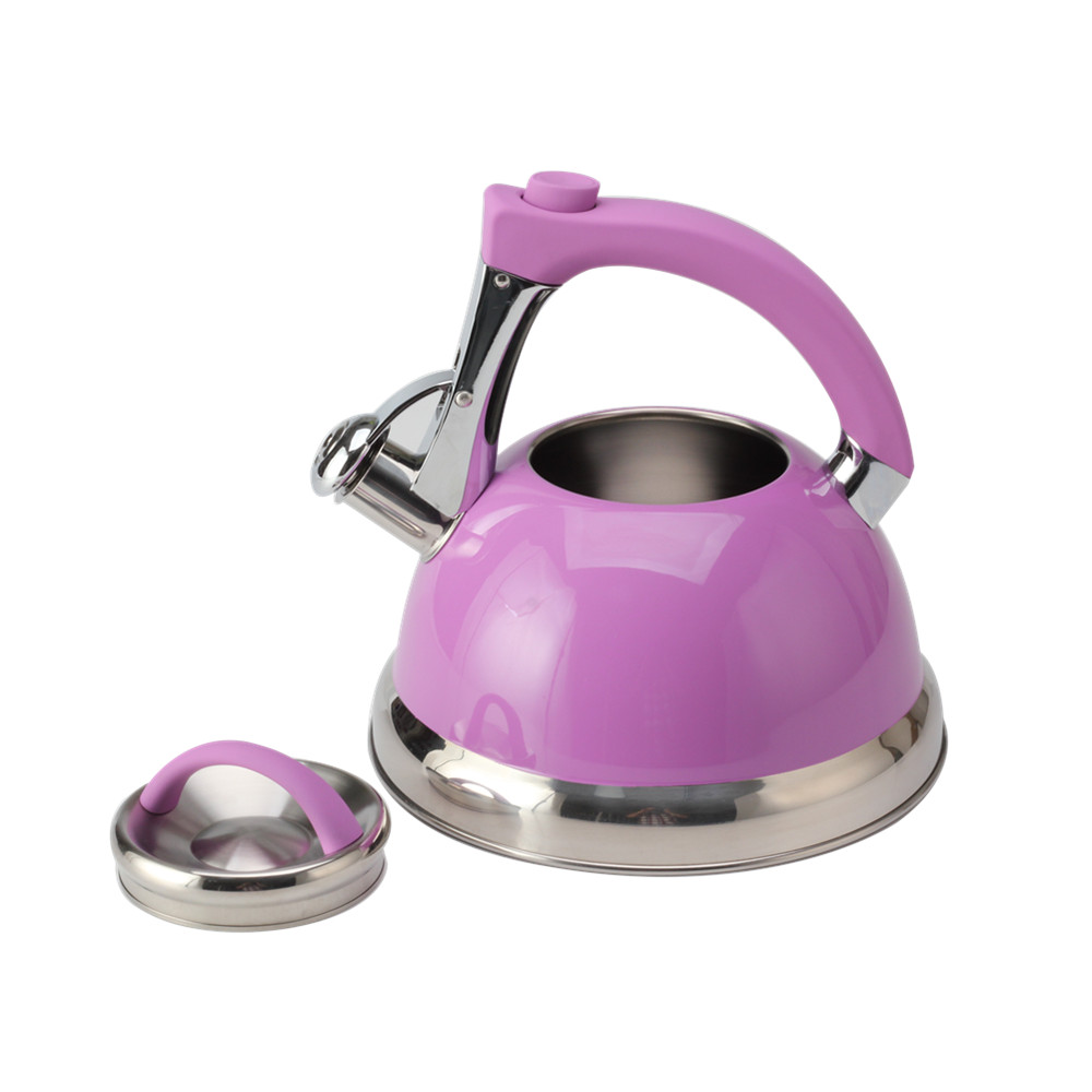 Classic Stainless Steel Whistling Tea Kettle With Purple Handle — product information