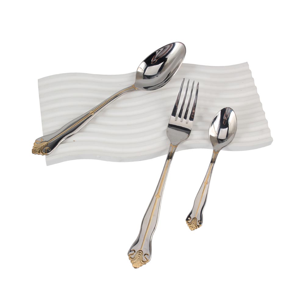 Service for 3, Fine Silverware Set (Gold Accent) Stainless Steel Flatware Set — 2