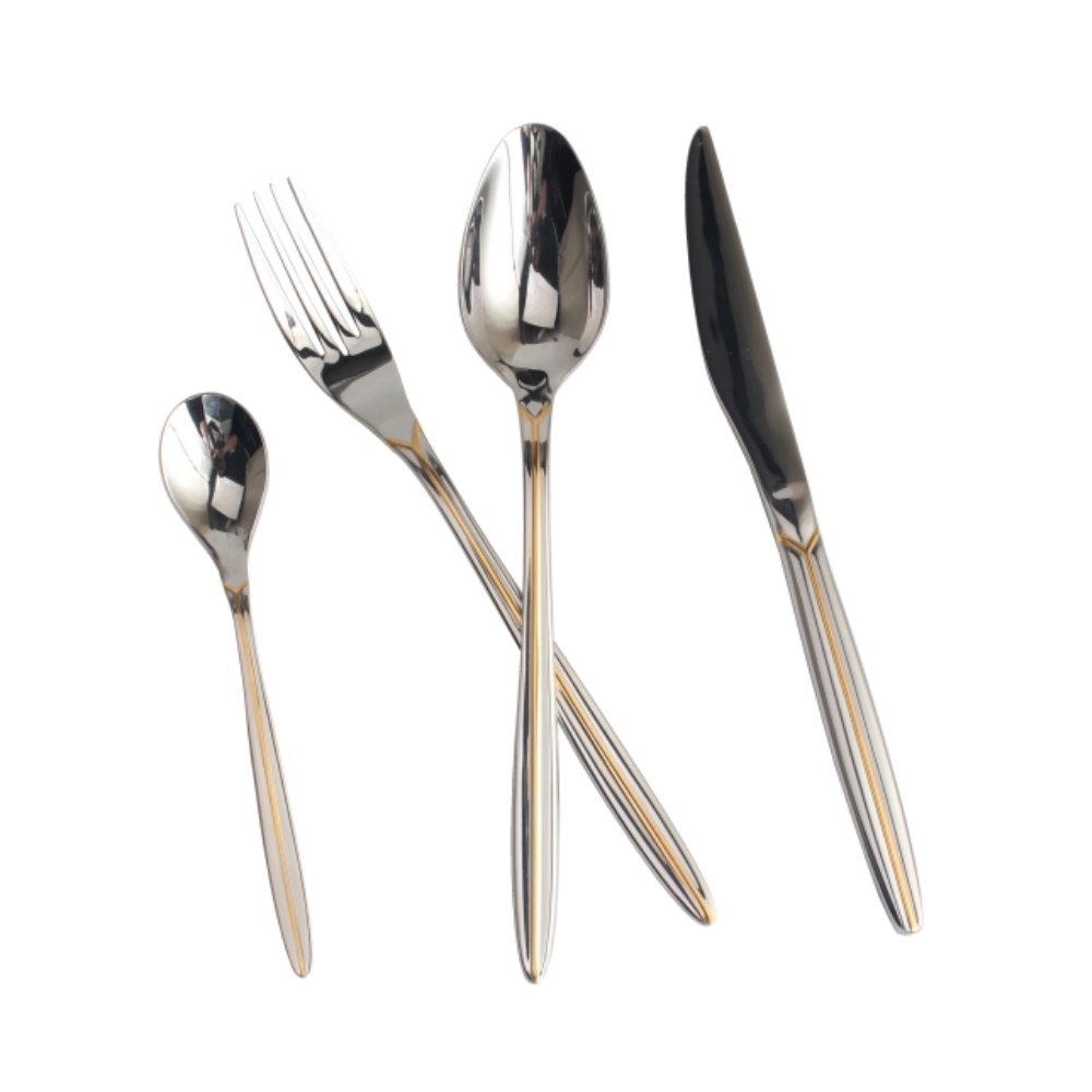 Gold Accent 4-pcs Set Stainless Steel Flatware set Dishwasher Safe — product information