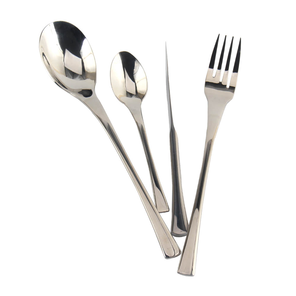 Dinner Forks/Spoons/Knives, Square Edge & Mirror Polished, Dishwasher Safe — 8