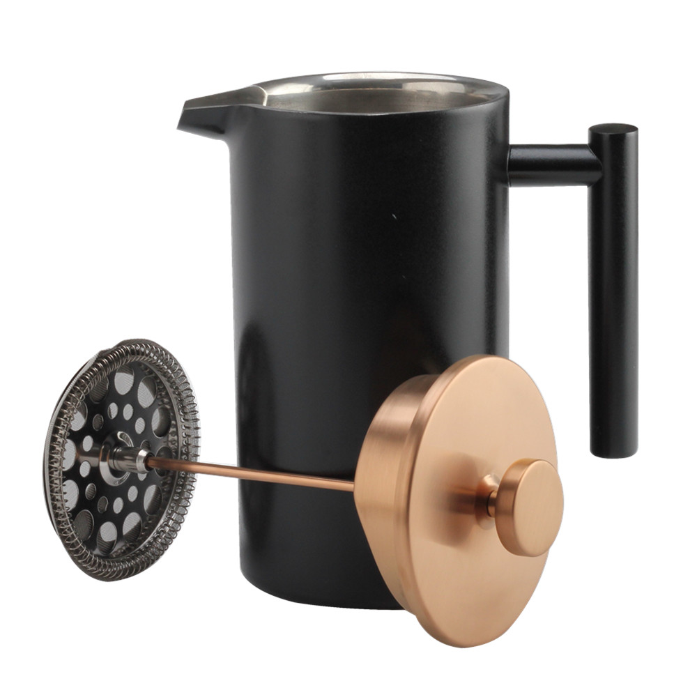 Black Stainless Steel French Press Coffee Maker — 5