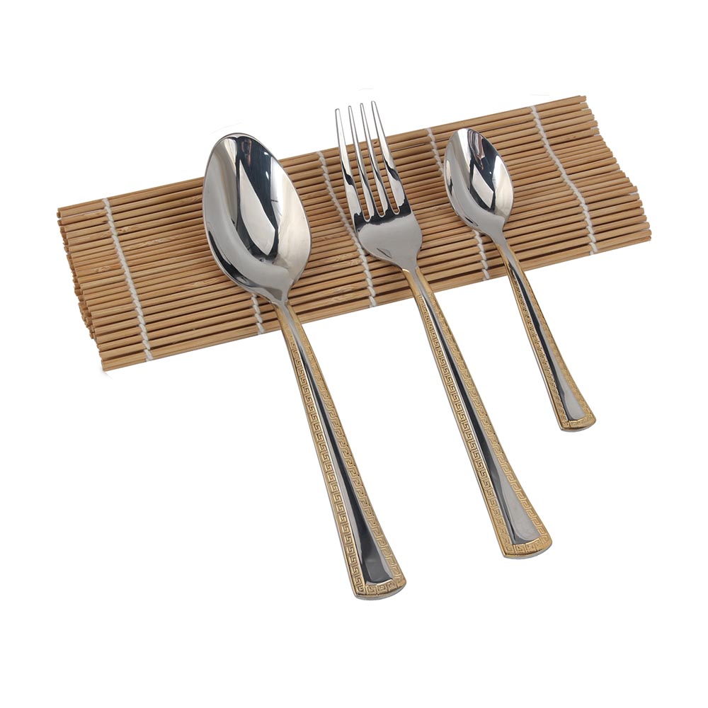 3-pcs Set Stainless Steel  Flatware set Mirror Polished Cutlery Set(65, Gold Accent) — 5