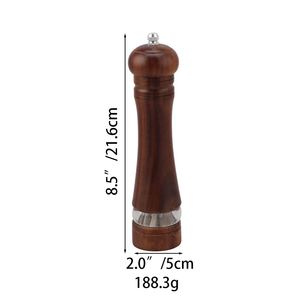 Modern Wooden Spice Mill, 8.5in, Natural — product information