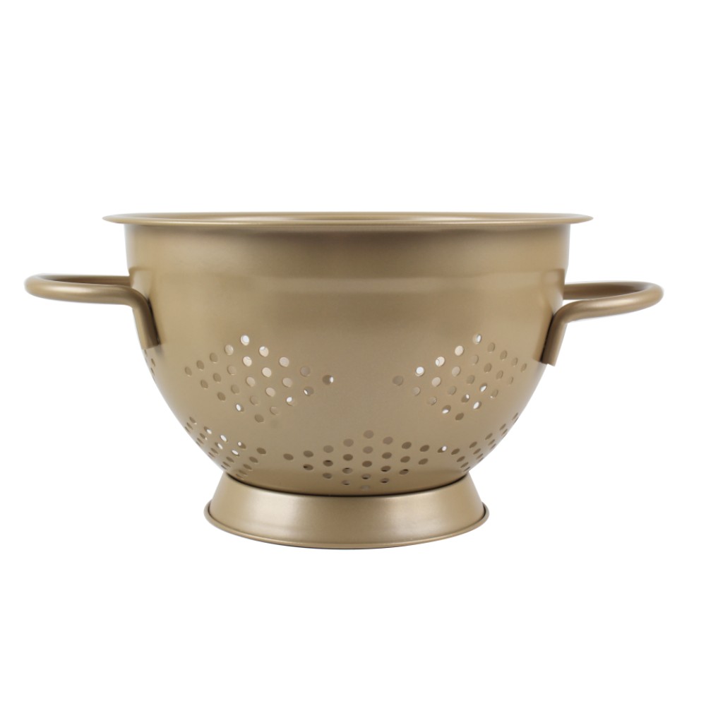 Gold Color Metal Strainer With Handles for Pasta, Spaghetti, Vegetables — 2