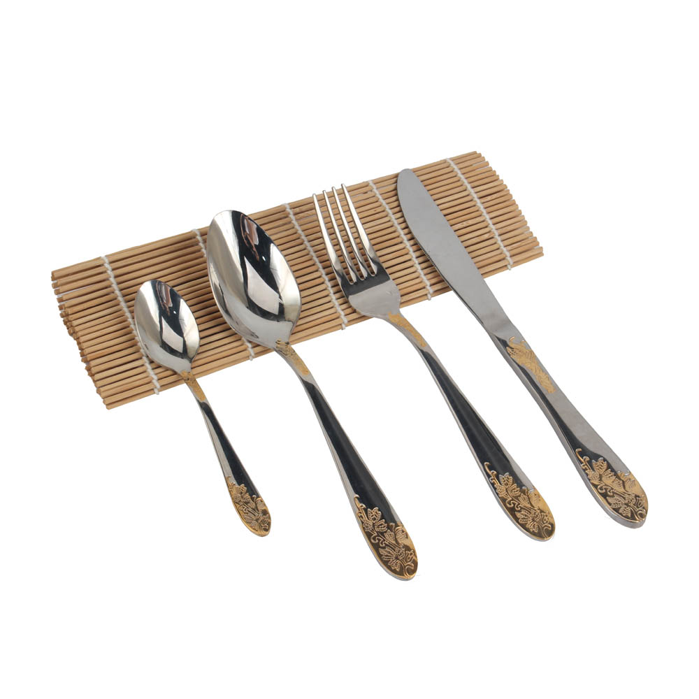 Stainless Steel Flatware Set, Mirror Polished Cutlery Set Utensil Set, Tableware Include Forks Spoons Knives for Home Restaurant, Beaded Handle — 5