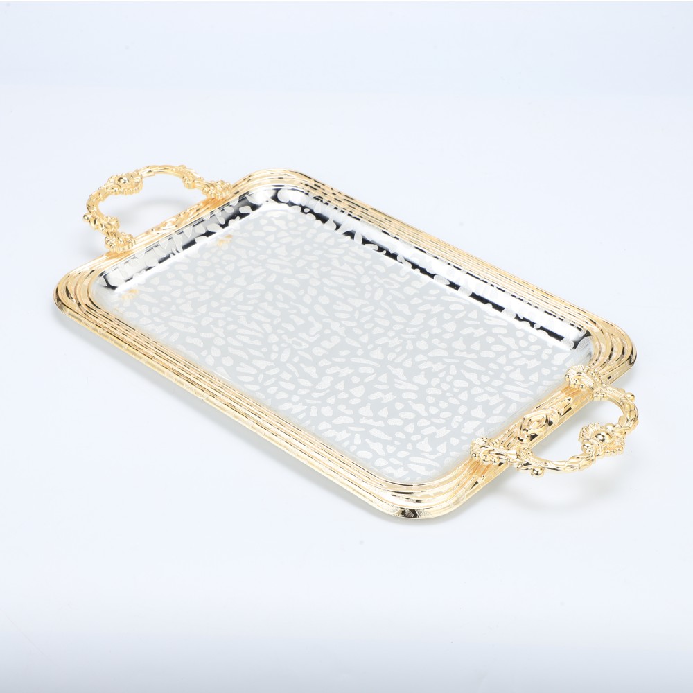 Gold Iron Coffee Tea Serving Tray Decorative — product information