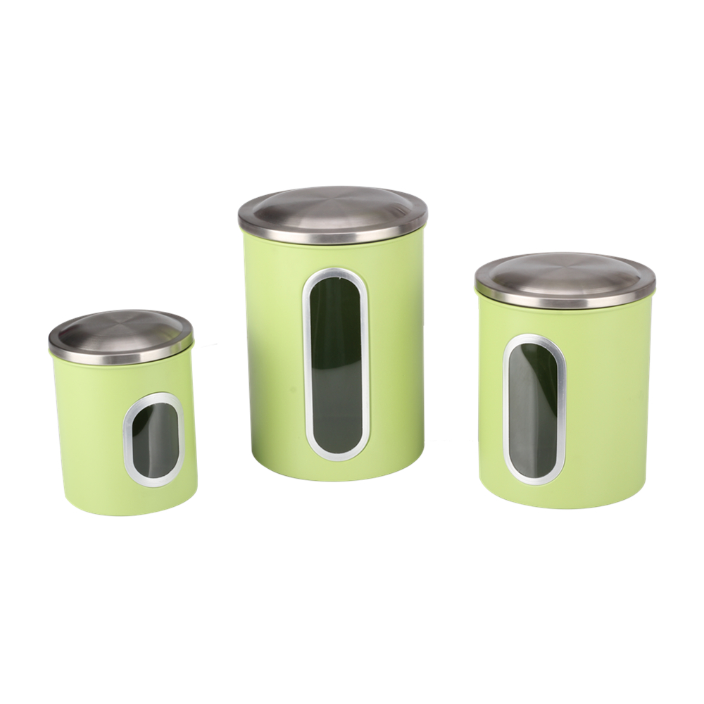 Airtight Stainless Steel Canisters Sets for The Kitchen With See Window — product information