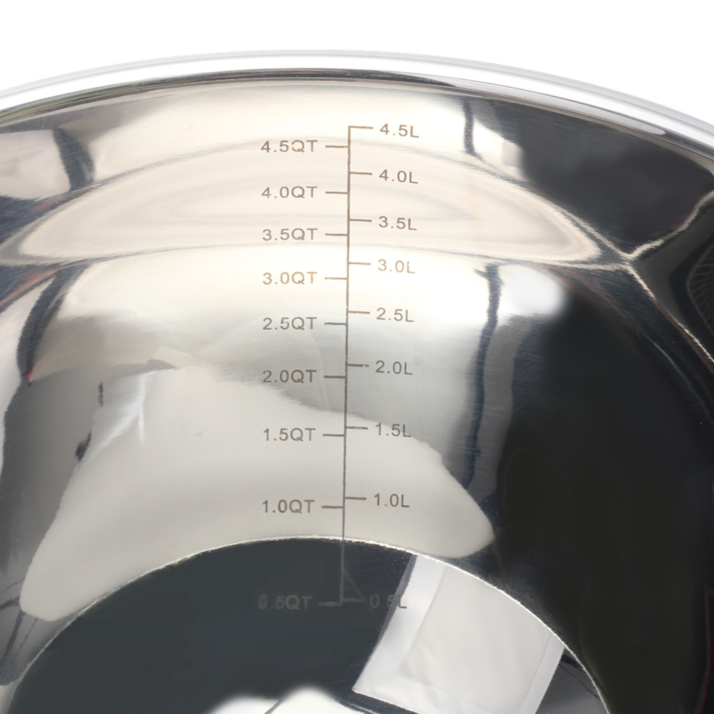 4.5QT Stainless Steel Mixing Bowl with Nonslip Silicone Bottom Metal Kitchen Bowl — 6