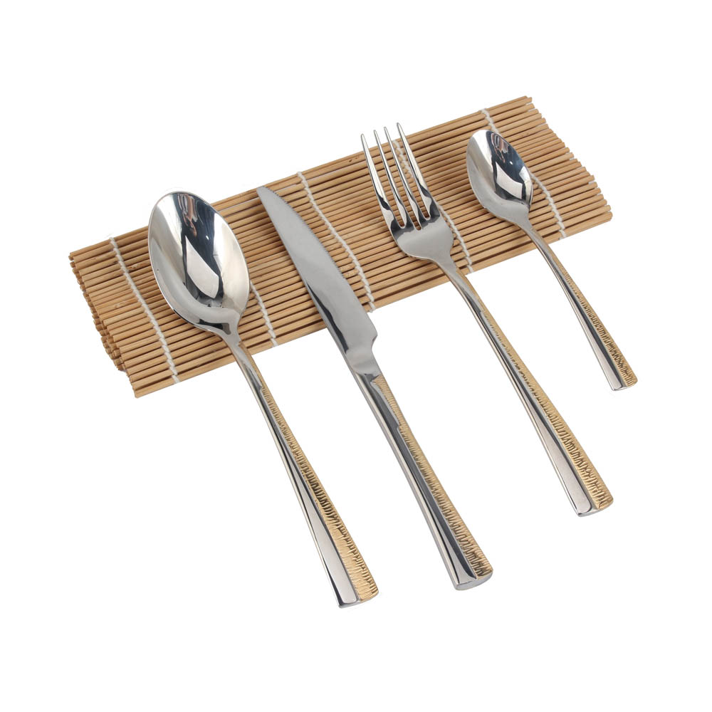 Stainless Steel Flatware Set,Fine Flatware Set with Serving Utensils, Dishwasher Safe (65, Gold Accent) — 4
