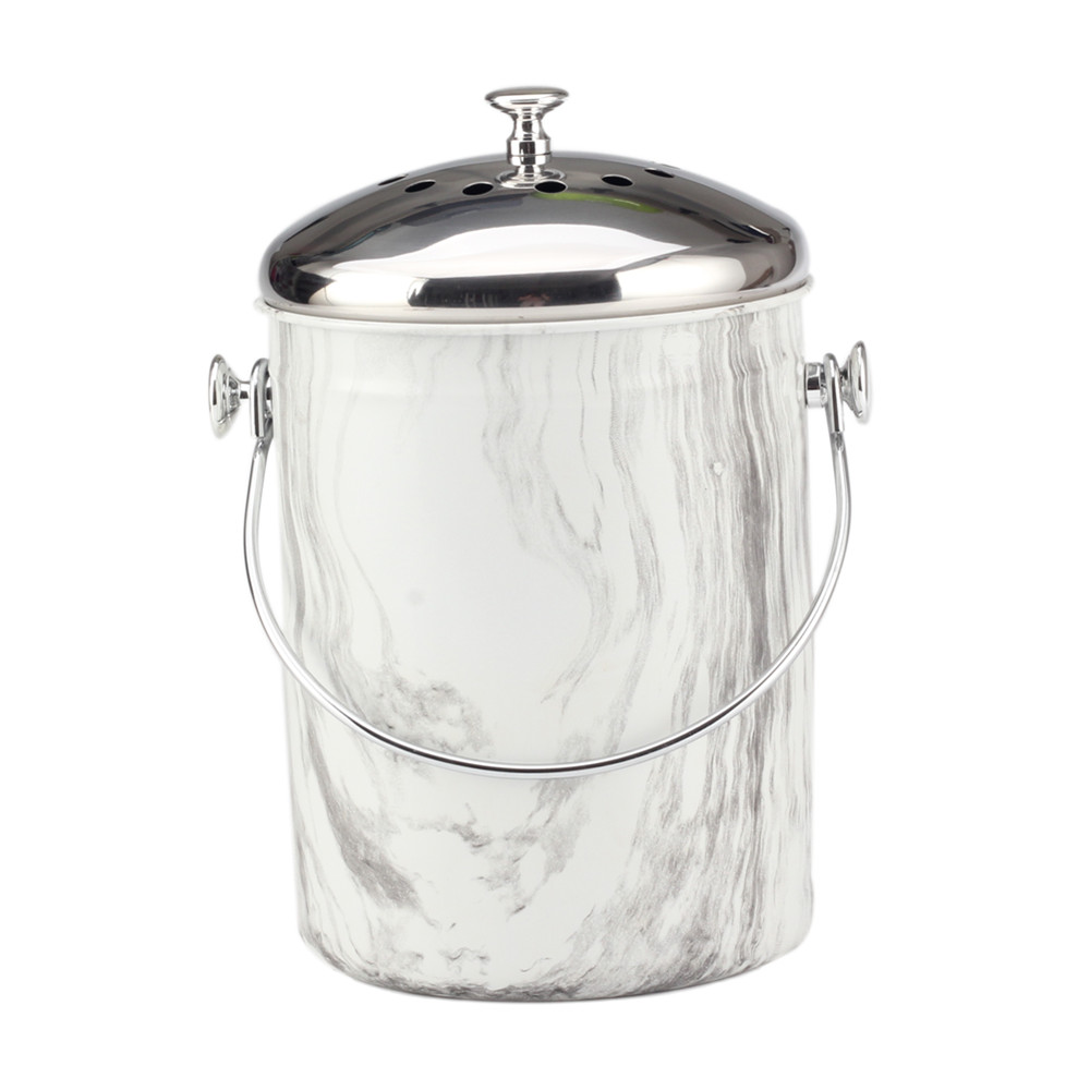 1.0/1.5 Gallon Stainless Steel Compost Bin With Lid, Odorless Composting Bin With Carbon Filters — product information