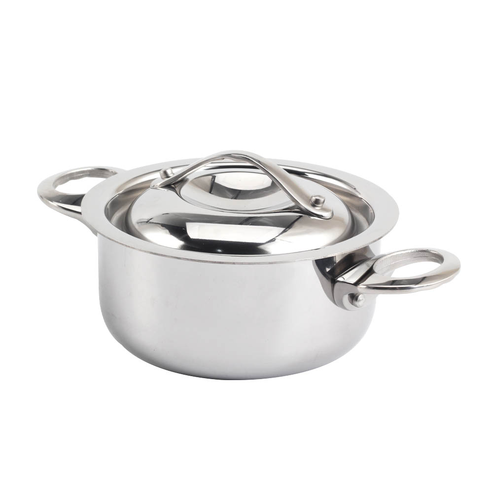 Silver Triply Mini Stainless Steel  Sauce Pot With Cover — 6