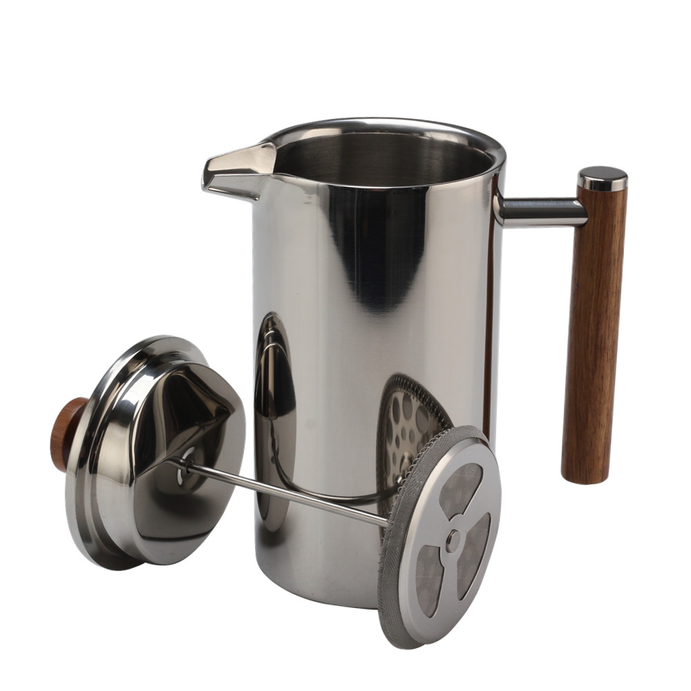 Stylish French Press Coffee And Tea Maker With Wood Handle And Knob — 6