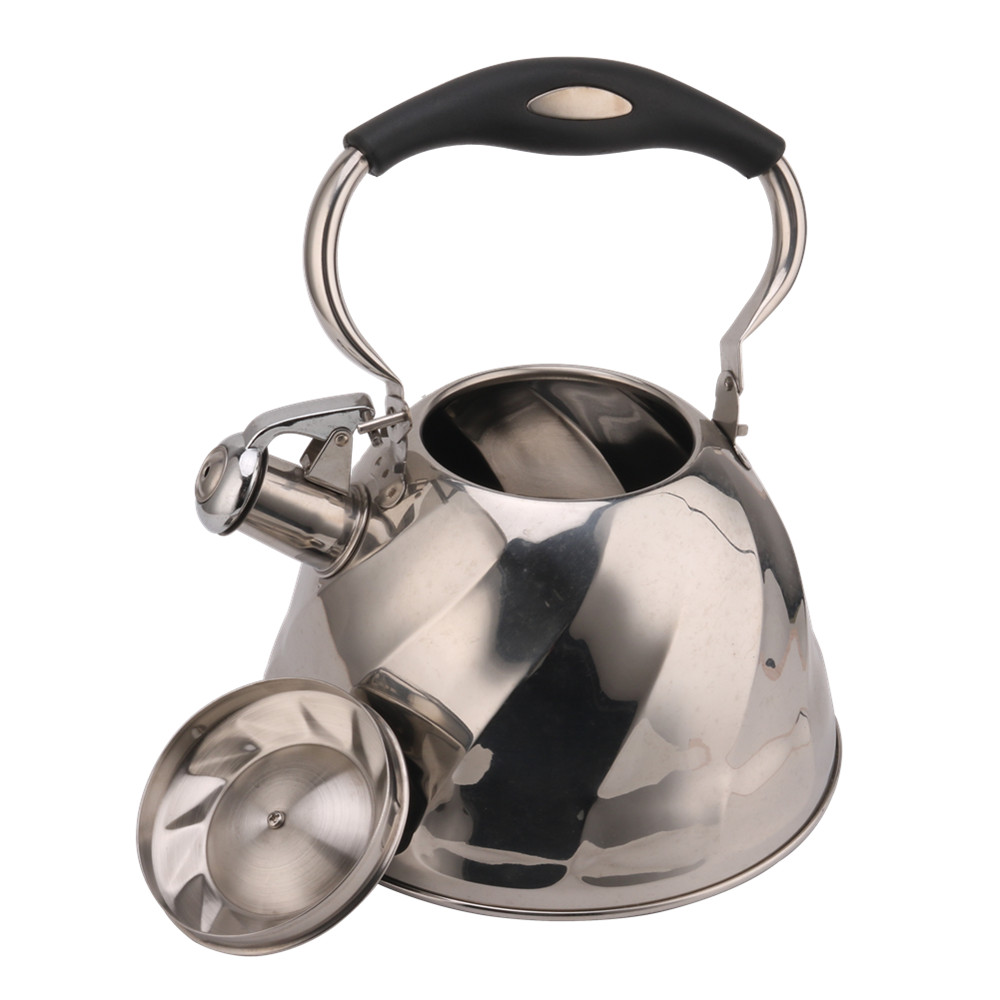 Whistling Kettle for Tea & Coffee With Silicone Handle-Silver — 5