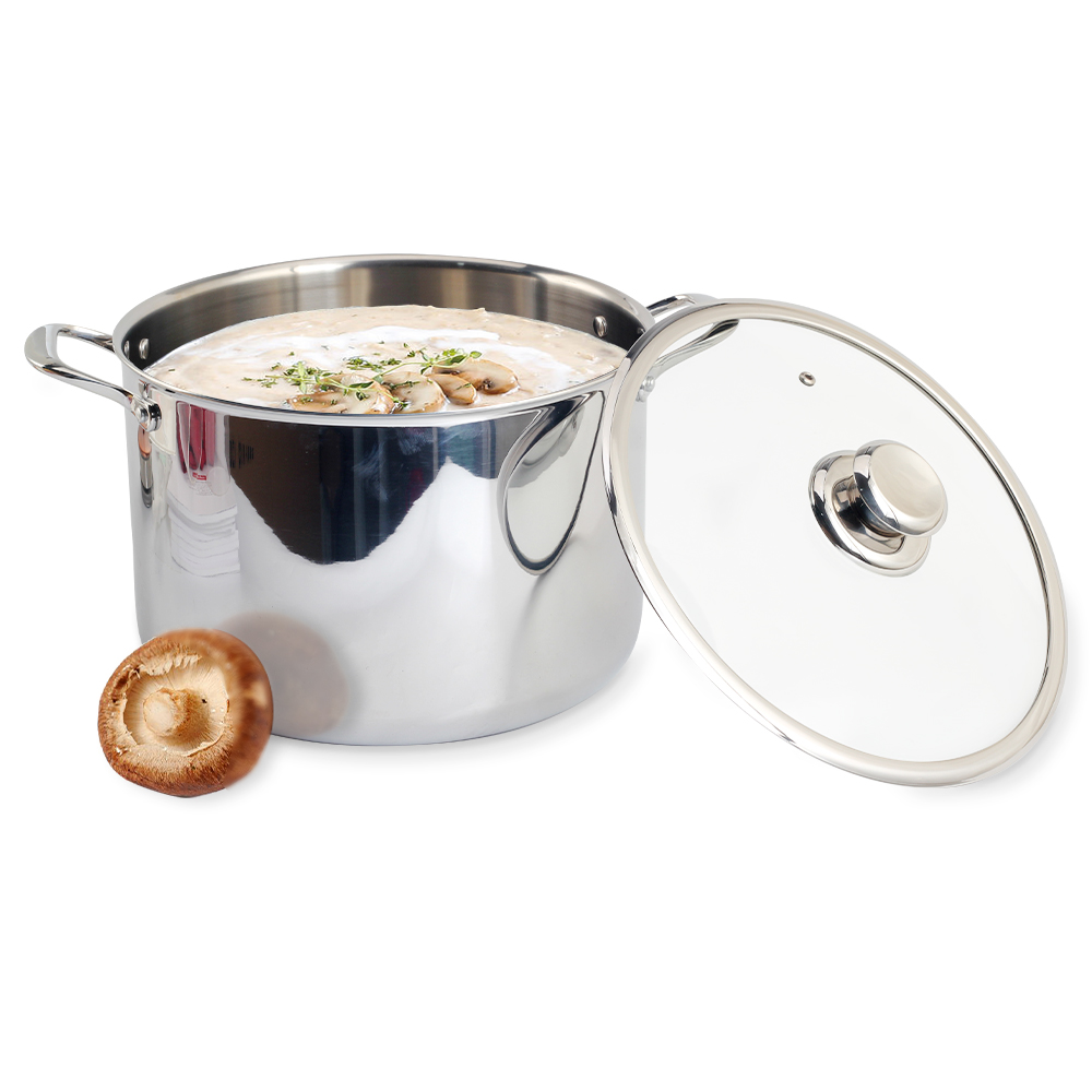 Stainless Steel Tri-Ply Stockpot With Lid, Induction — product information
