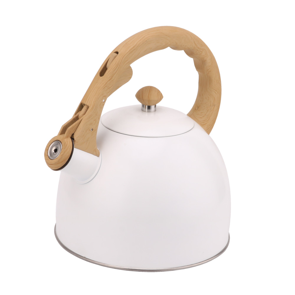 S/S Whistling Kettle - Wooden Handle-White — product information