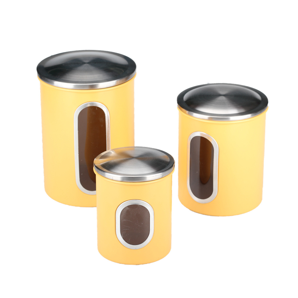Airtight Stainless Steel Canisters Sets for The Kitchen With See Window — product information