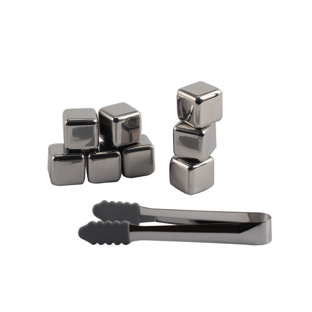 8 Pieces Whisky Stones Gift Set Stainless Steel with Silicone Tip Tongs, for Whisky Vodka Wine Beer — product information