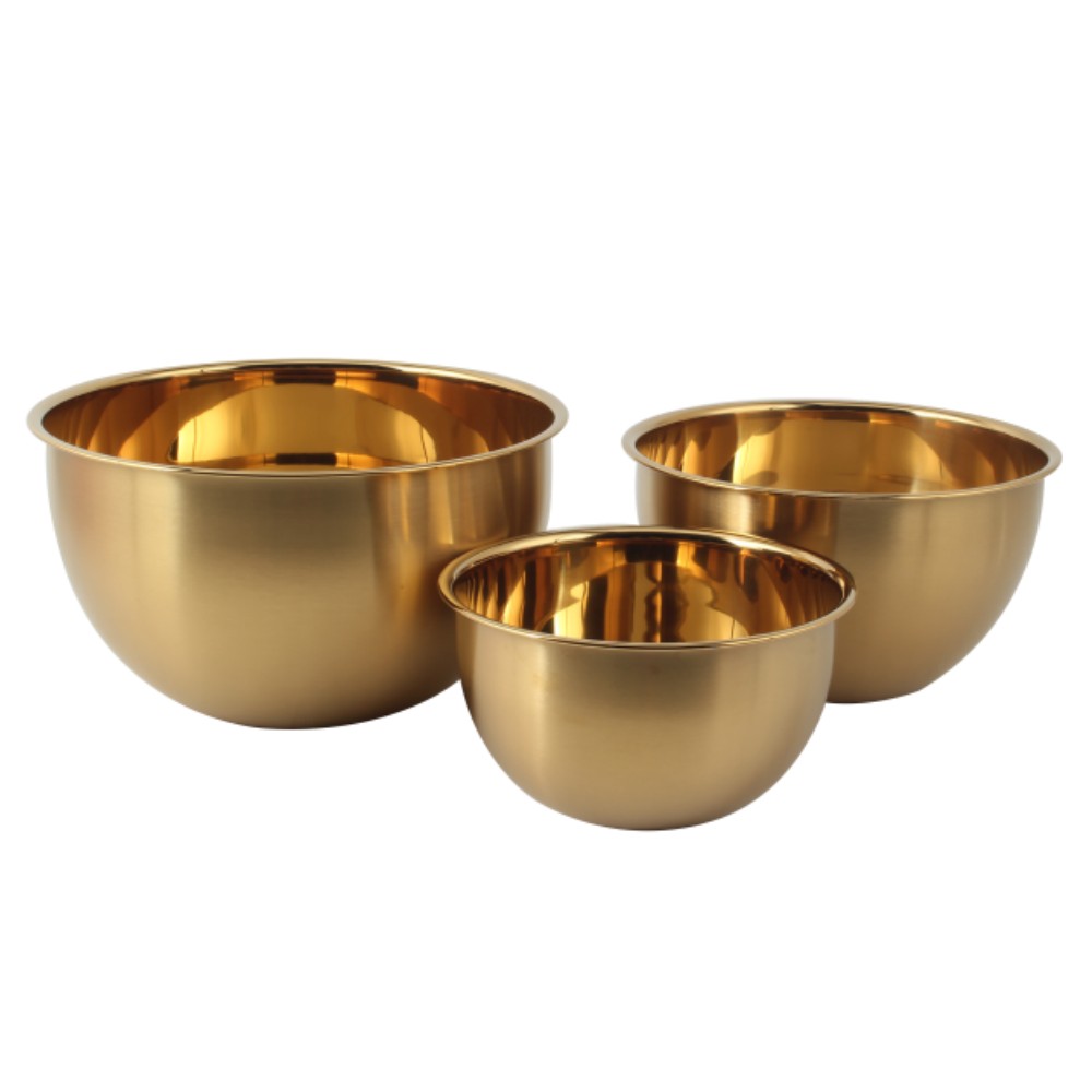 3size PVD Golden Mixing Bowl set — 5