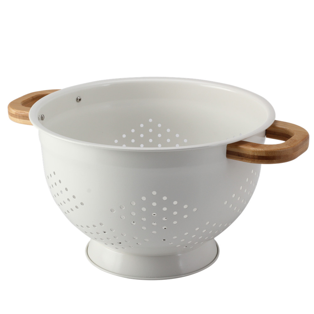 Stainless Steel Colander Mesh Metal Strainer Pasta Rice Strainer With Handle — product information