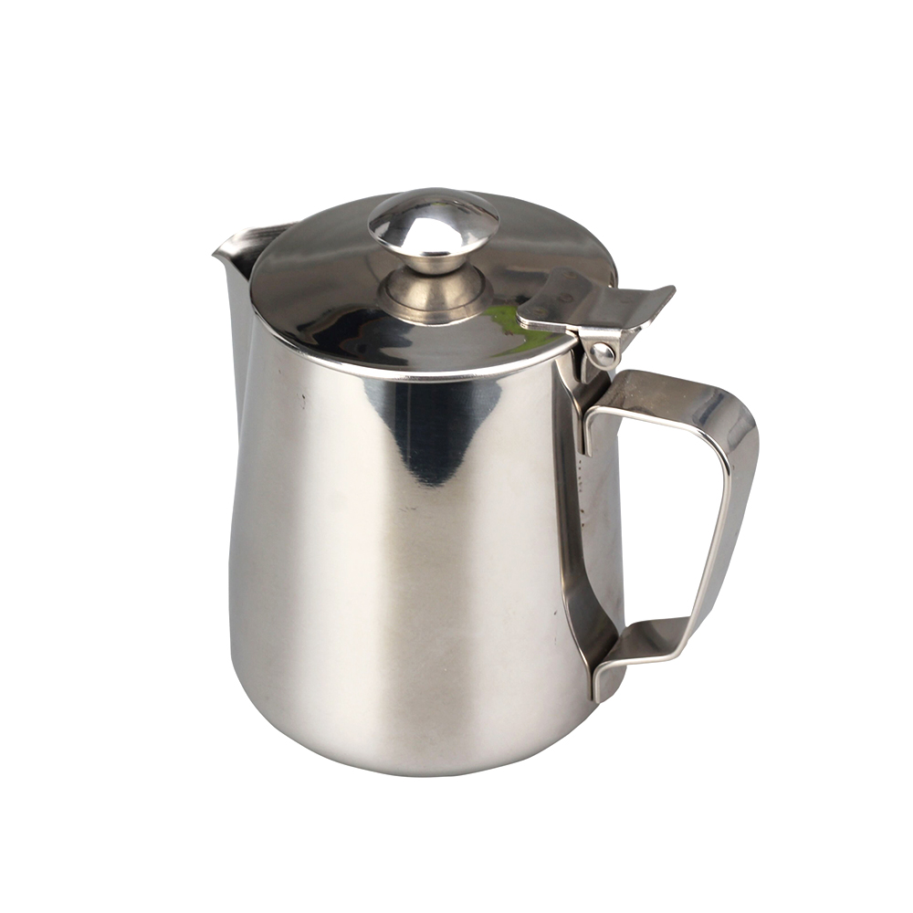 Stainless Steel Latte Milk Frothing Pitcher Jug With Lid — product information