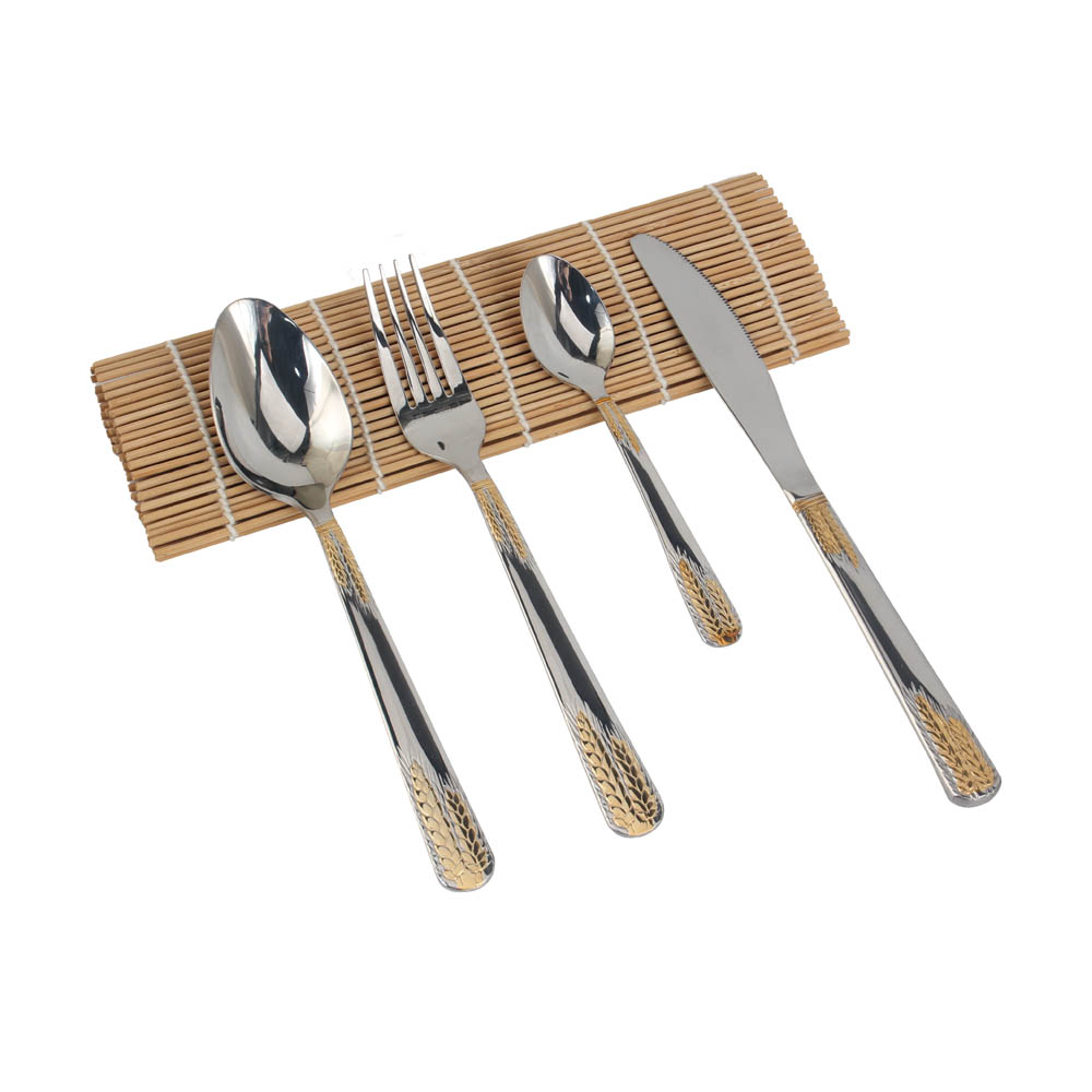 Stainless Steel Flatware Set, Mirror Polished Cutlery Set Utensil Set, Tableware Include Forks Spoons Knives for Home Restaurant, Beaded Handle — 7