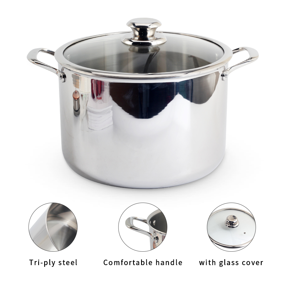 Stainless Steel Tri-Ply Stockpot With Lid, Induction — 3