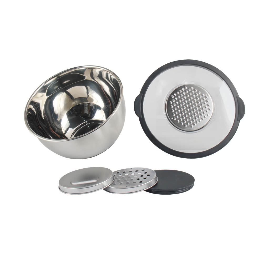 5qt Stainless Steel Mixing Bowls With Clear Lids & Grater Set — 5