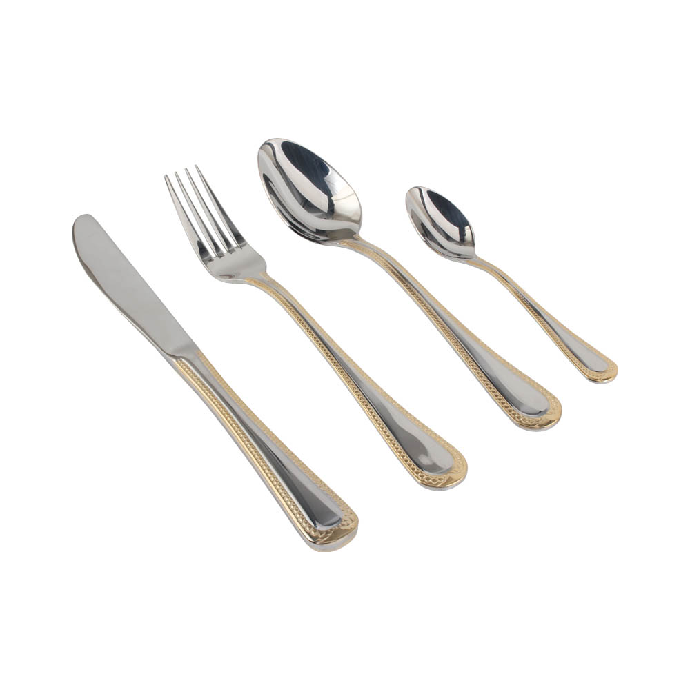 Stainless Steel Flatware Set, Mirror Polished Cutlery Set Utensil Set, Tableware Include Forks Spoons Knives for Home Restaurant, Beaded Handle — 6