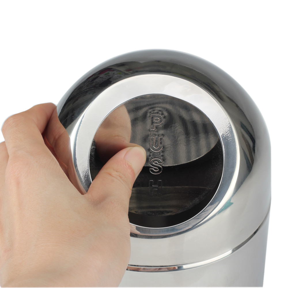 Stainless Steel Garbage Bin With Swing Lid, Small Countertop Trash Can for Home, Office, Kitchen — product information