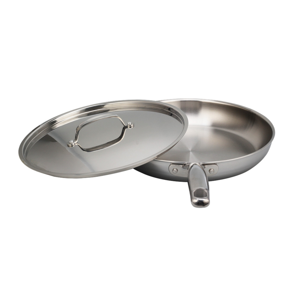 Triply Stainless Steel Frying Pan With Stainless Steel Lid — 6