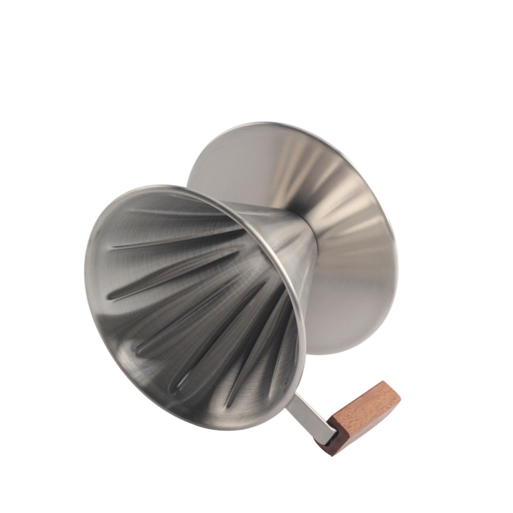 Walnut Wood Handle, Metal Reusable Drip Coffee Filter — product information