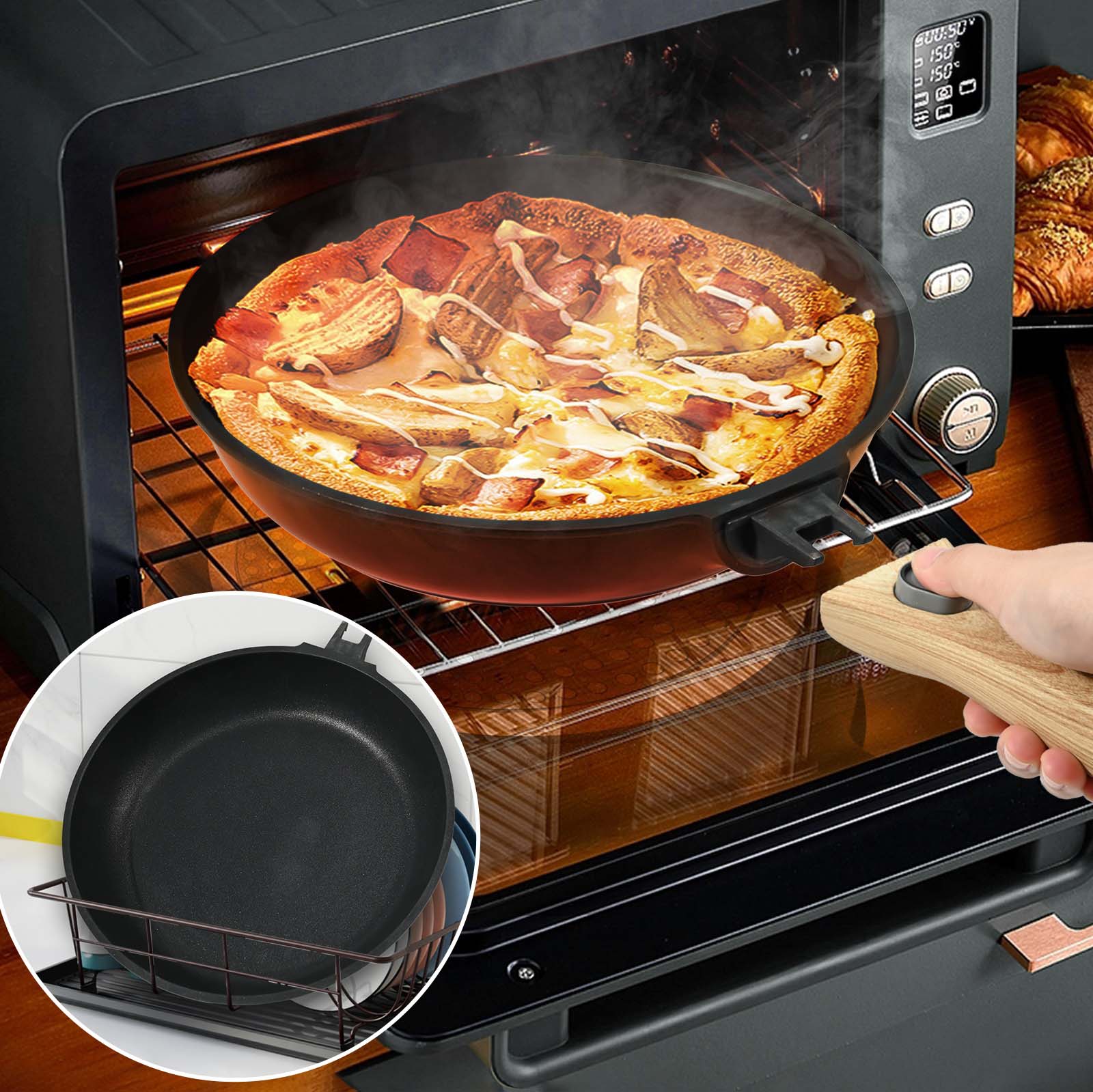 Nonstick Deep Frying Pan With Removable Handle — 4