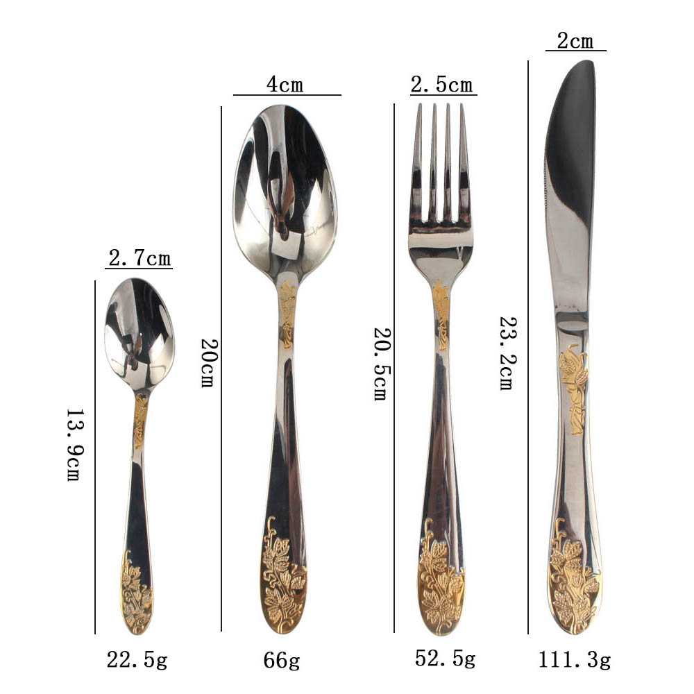 Stainless Steel Flatware Set, Mirror Polished Cutlery Set Utensil Set, Tableware Include Forks Spoons Knives for Home Restaurant, Beaded Handle — 4
