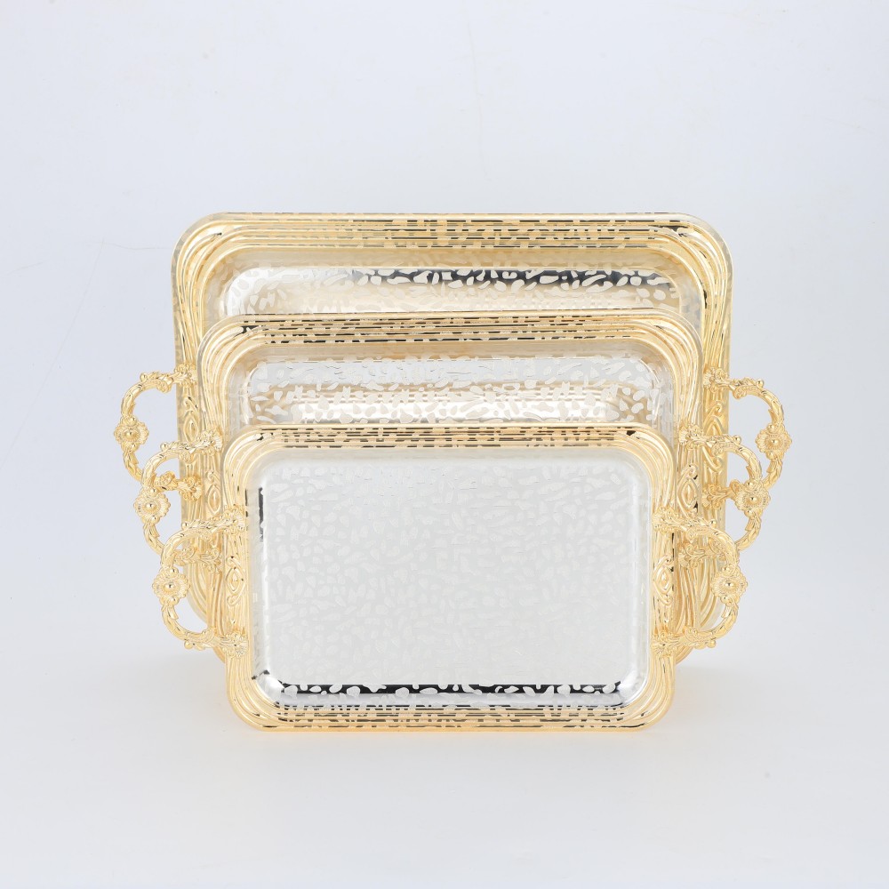 Gold Iron Coffee Tea Serving Tray Decorative